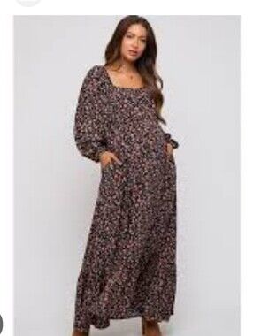 Destination Maternity Black Floral Maxi Dress